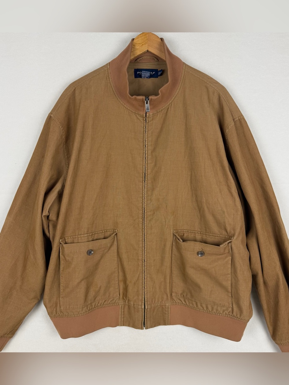 Polo Golf Ralph Lauren Mens XXL Tan Corduroy Harrington Bomber Jacket Full Zip